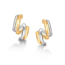 Brinco linhas Duplas de Ouro Amarelo e banho de ródio branco