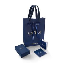 Anel de Ouro Amarelo e banho de ródio branco Safira