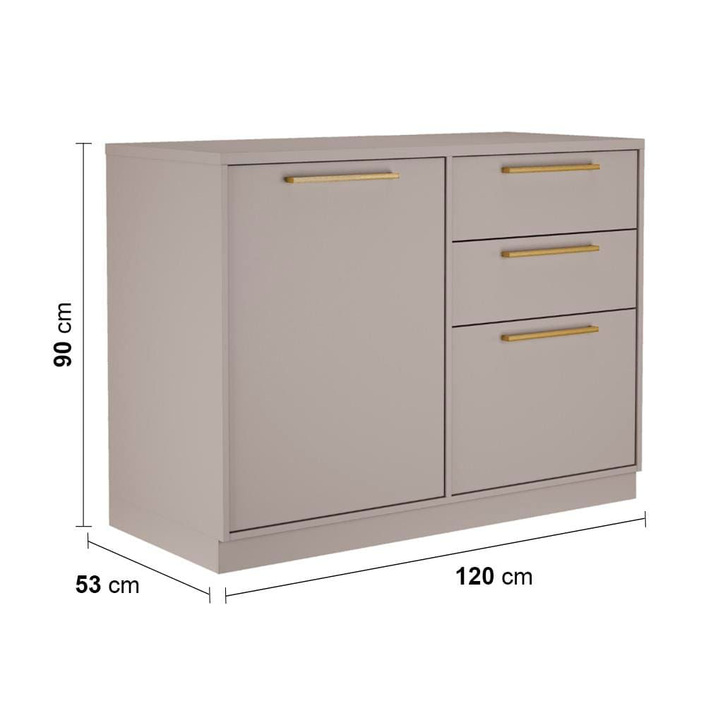Balcão Triplo Itatiaia Essence com 1 Porta, 3 Gavetas e 120 cm de