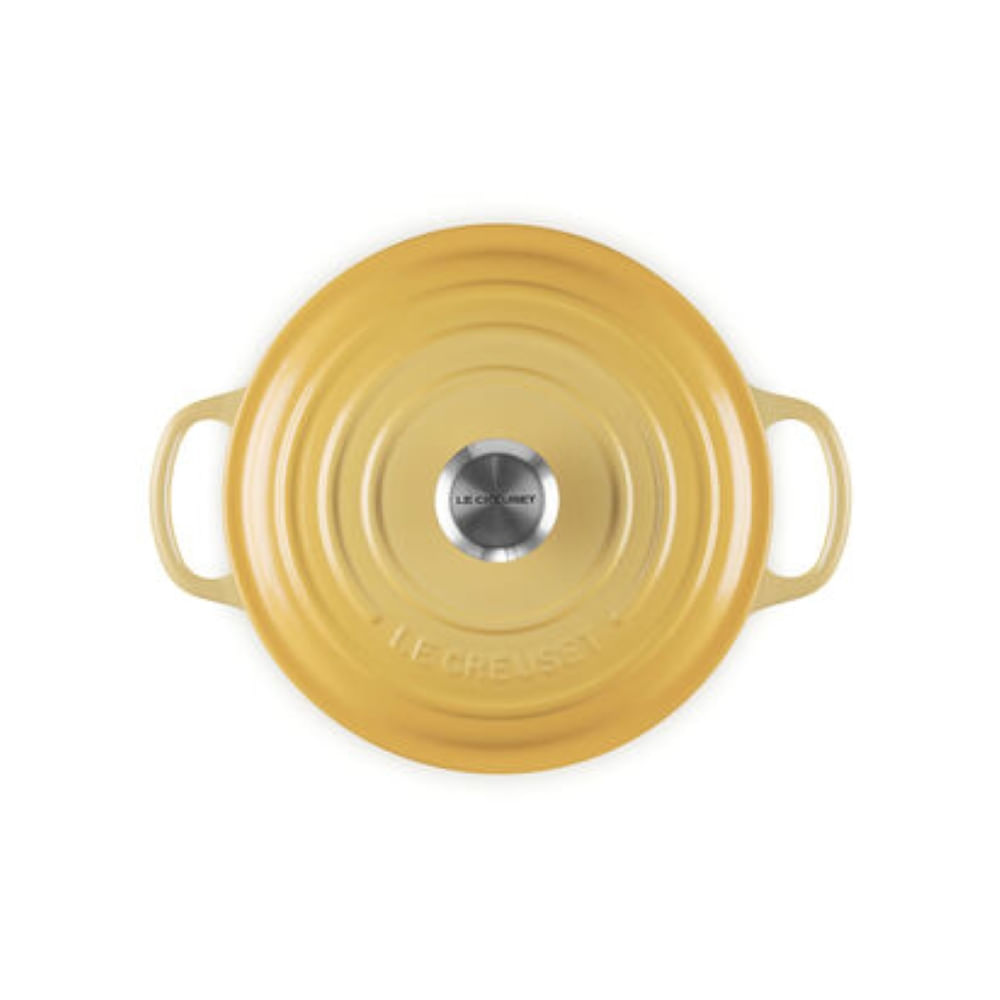 PANELA REDONDA LE CREUSET 22CM SIGNATURE FERRO ESMALTADO CAMOMILLE 21177220074430