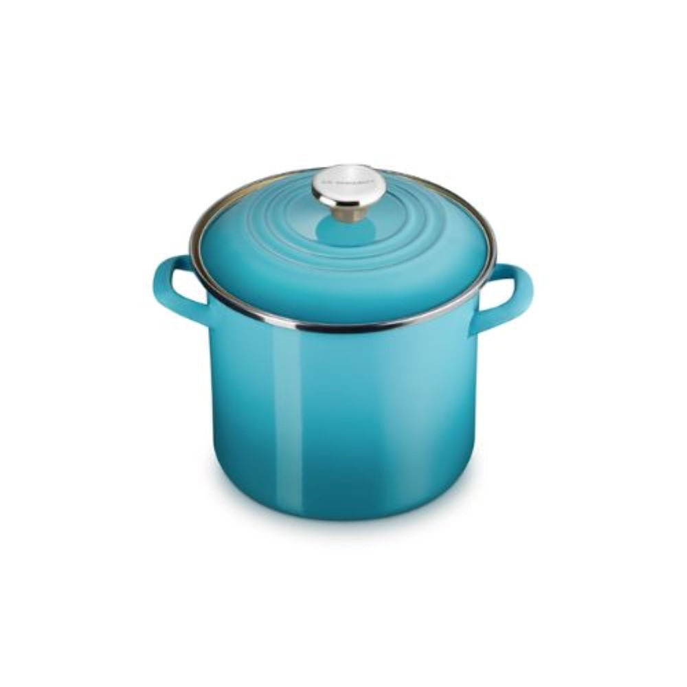 STOCKPOT LE CREUSET EM AÇO ESMALTADO COM PEGADOR EM AÇO INOX 7,6L 22CM AZUL CARIBE 56000081702203