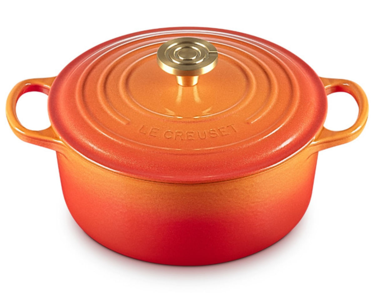 PANELA LE CREUSET REDONDA SIGNATURE FERRO FUNDIDO 26CM FLAMME DORÉE 21177261834479