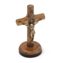 Crucifixo de Mesa Cilíndrica com São Bento 7cm
