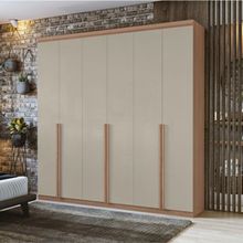 Guarda Roupa Casal 2,30m 6 Portas 4 Gavetas Alonzo New Móveis Lopas Carvalho Naturale/Off-White CestaPlus