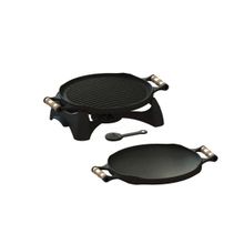 Rechaud Bifeteira Redondo Dupla Face Ferro Fundido 33cm
