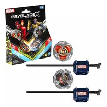 Beyblade X Marvel Iron Man 4-80B VS Thanos 4-60P – Pack 2 pioes e Lançadores - Hasbro