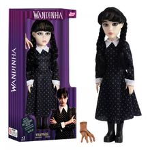 Boneca Wandinha Addams Articulada 42 cm + Mãozinha Vandinha  – Baby Brink