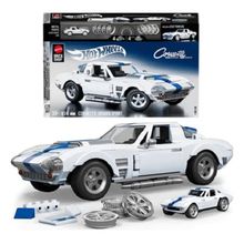 Hot Wheels Brick Shop Blocos Montar Custom  Corvette Grand Sport 63 – Exclusiva Miniatura Metal – 918 peças