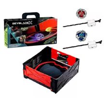 Beyblade X  Kit Arena Maleta Portatil Batalha, 2 Piões e 2 lançadores ( Scythe Incendio e Sword Dran ) -Hasbro