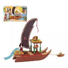 Moana Disney Filme 2 –  Barco De Aventuras 40 Cm C/ Mini Boneca Moana e Heihei C/ Acessórios- Mattel