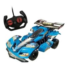 Carro Controle Remoto Garagem S.A Extreme Azul -  7 Funções e Bateria Recarregavel  Candide