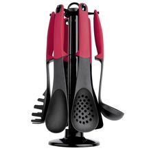 Conjunto de Utensílios para Cozinha Euro Home em Nylon Vermelho – 7 Peças