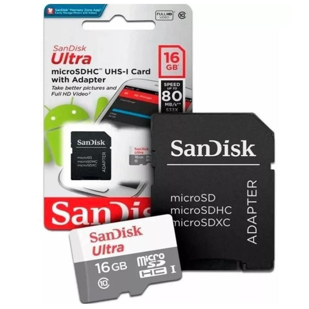 Cartao Memoria Micro Sdhc 16gb Sandisk 80mb S 533x Ultra Cla