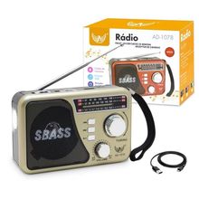 Rádio Retro Am Fm Bluetooth Usb Mini Com Lanterna