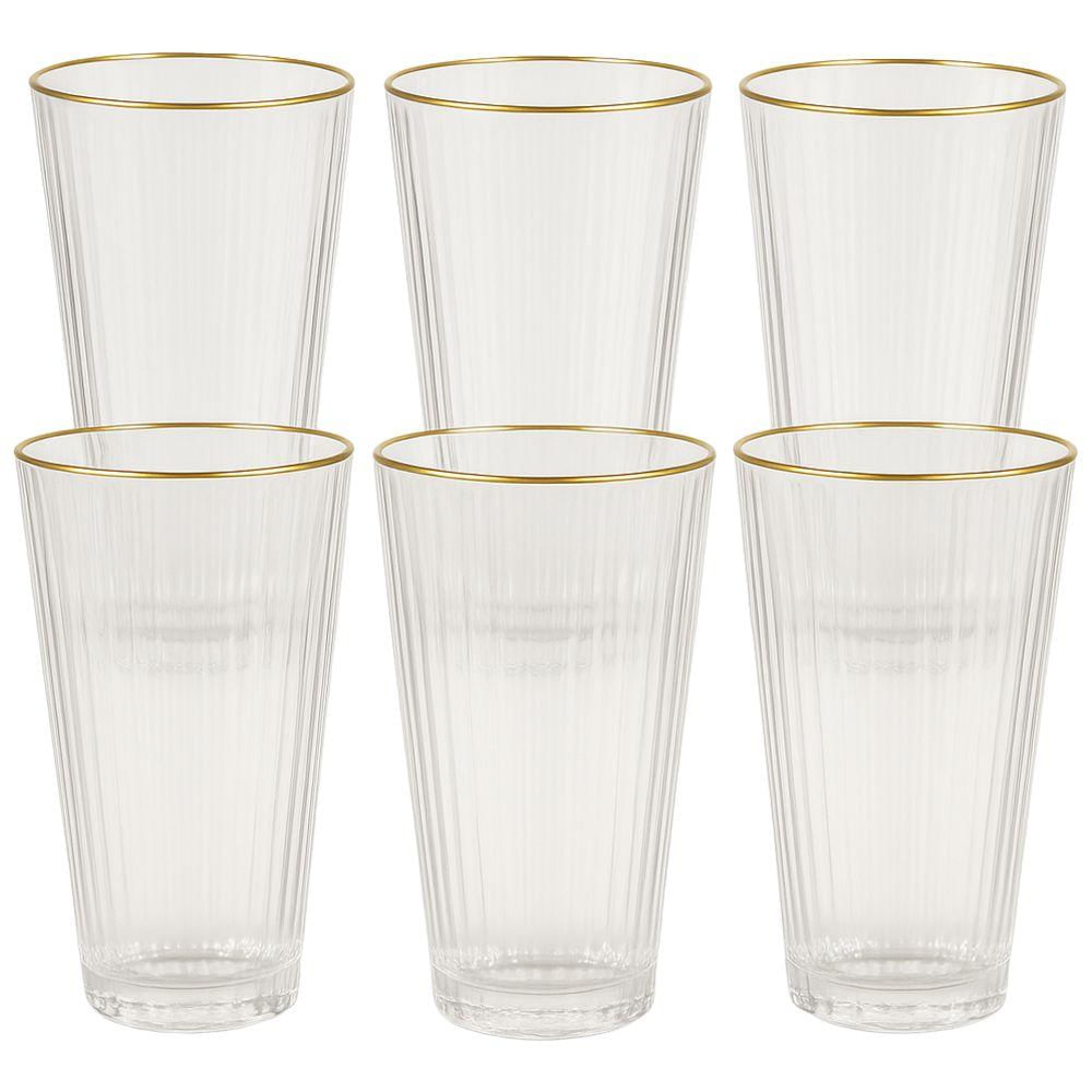 Conjunto de Copos 330ml com 6 Peças Borda Dourada - Quanhe