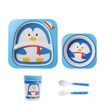 Kit Refeição 5Pçs Infantil Bamboo N214677-4 Pinguim- Quanhe