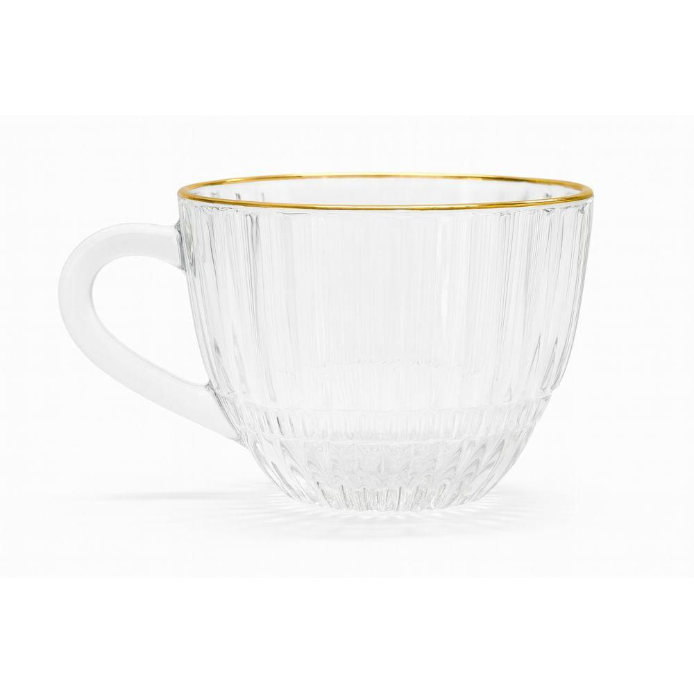 Conjunto de Xícaras de Chá 230ml 6 Pçs Borda Dourada -Quanhe