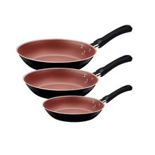 Jogo de Frigideira Caribe 03 Pçs Preto/Vermelho - Tramontina