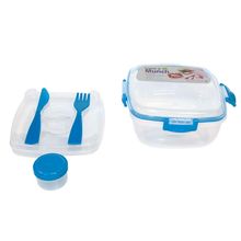 Marmita de Plástico c/ Tampa Divisória 1000ml Azul - Quanhe