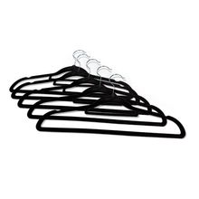 Cabide Metal e Plástico Com Veludo 5 Peças Preto - Quanhe