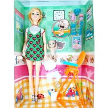 Boneca Camaner Mamãe Bebê 11 Peças Loira - Quanhe