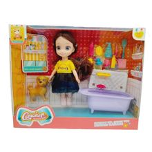 Conjunto Boneca Camaner  13 Peças Pet Shop- Morena- Quanhe