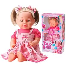 Boneca Talk Baby 50 cm Loira Com Vestido Rosa - Bee Toys