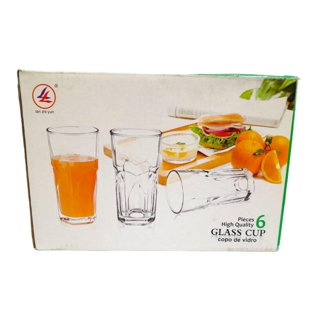 Conjunto Copos 300 ml 6 Peças 14 x 7,5cm Vidro -Quanhe