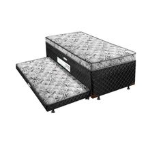 Bicama Box Baú Solteiro Nanda com Cama Auxiliar Preto e Branco 0,88m - SMP