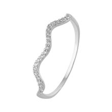 Anel de Prata Ondas com Zircônias Brancas