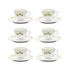Jogo de 6 Xícaras de Chá Oxford Soleil Limoni 200ml com Pires Porcelana