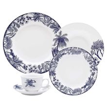 Jogo de Jantar Chá 30 Peças Porcelana Oxford Flamingo Toile De Jouy: Brasil