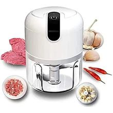 Mini Processador Elétrico de Alimentos Portátil com 3 lâminas de aço inox USB 250 ml Bivolt Preto