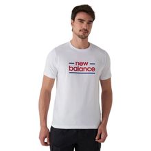 Camiseta New Balance Masculino Linear Branco/Azul