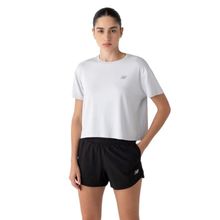 Camiseta New Balance Feminino Cropped Drapey Cinza