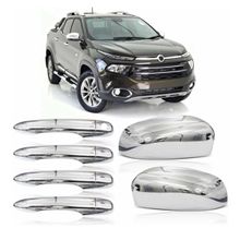 Kit Aplique Cromado Maçaneta Retrovisor Fiat Toro 2016 à 2022