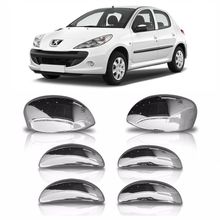 Kit Aplique Cromado Maçaneta Retrovisor Peugeot 206 207