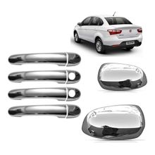 Kit Aplique Cromado Maçaneta Retrovisor Fiat Mobi 2016/21 Grand Siena 2013/2021