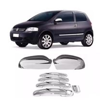 Jogo Aplique Capa Cromada Retrovisor Maçanetas Vw Fox 2003