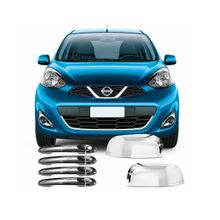 Aplique Capa Cromada Retrovisor Maçanetas Nissan March 2015