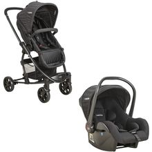 Carrinho Travel System Prima Melange Preto com bebê conforto - Kiddo