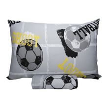 Jogo de Lençol Solteiro KazzaVip Malha Misto 70% Algodão e 30% Poliéster Estampado com Elástico 2 Peças Football Kick Cinza