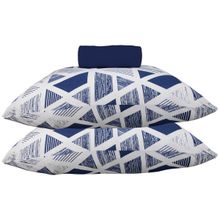 Jogo de Cama KazzaVip Queen Malha Mista 70% Algodão e 30% Poliéster Pipa 3 Peças Azul Profundo