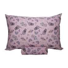 Jogo de Lençol Solteiro KazzaVip Malha Misto 70% Algodão e 30% Poliéster Estampado com Elástico 2 Peças Milk Skake Rosa