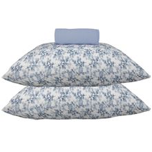 Jogo de Cama KazzaVip Queen Malha Mista 70% Algodão e 30% Poliéster Florianopolis 3 Peças Azul