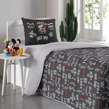 Edredom Portallar Solteiro Malha Mista 70% Algodão e 30% Poliéster Disney Mickey Jadore 1,50mx220m Cinza