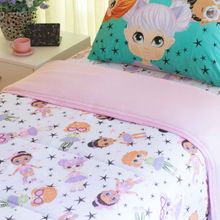 Edredom Solteiro Portallar Estampado Malha Mista 70% Algodão e 30% Poliéster Juju 150mx220m Rosa