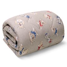 Edredom Buettner Solteiro Malha 100% Algodão Basic Estampado Dogs 150mx220m Cinza