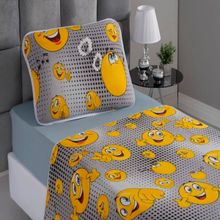 Jogo de Cama KazzaVip Casal Malha Estampado 100% Algodão Smile 4 peças Kids Cinza