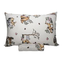 Jogo de Lençol Solteiro KazzaVip Malha Misto 70% Algodão e 30% Poliéster Estampado com Elástico 2 Peças Floresta Encantada Bege